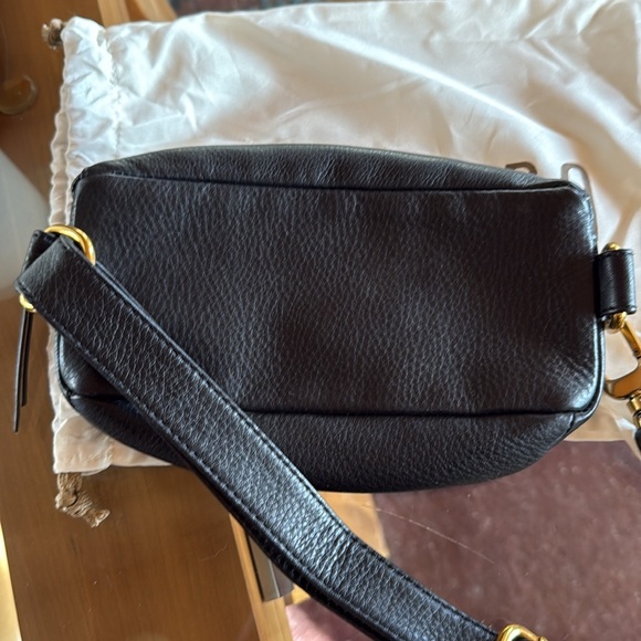 HOBO Black Leather Crossbody Bag with Gold Accents - Picture 4 of 5